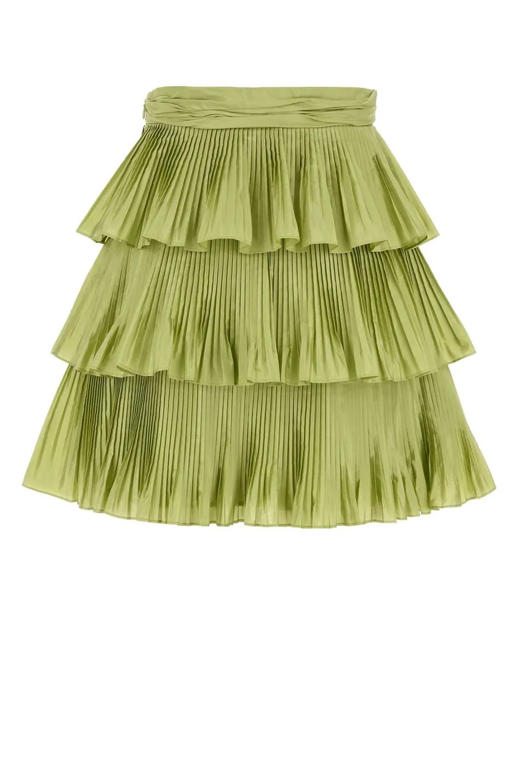 Tiered Pleated Midi Skirt