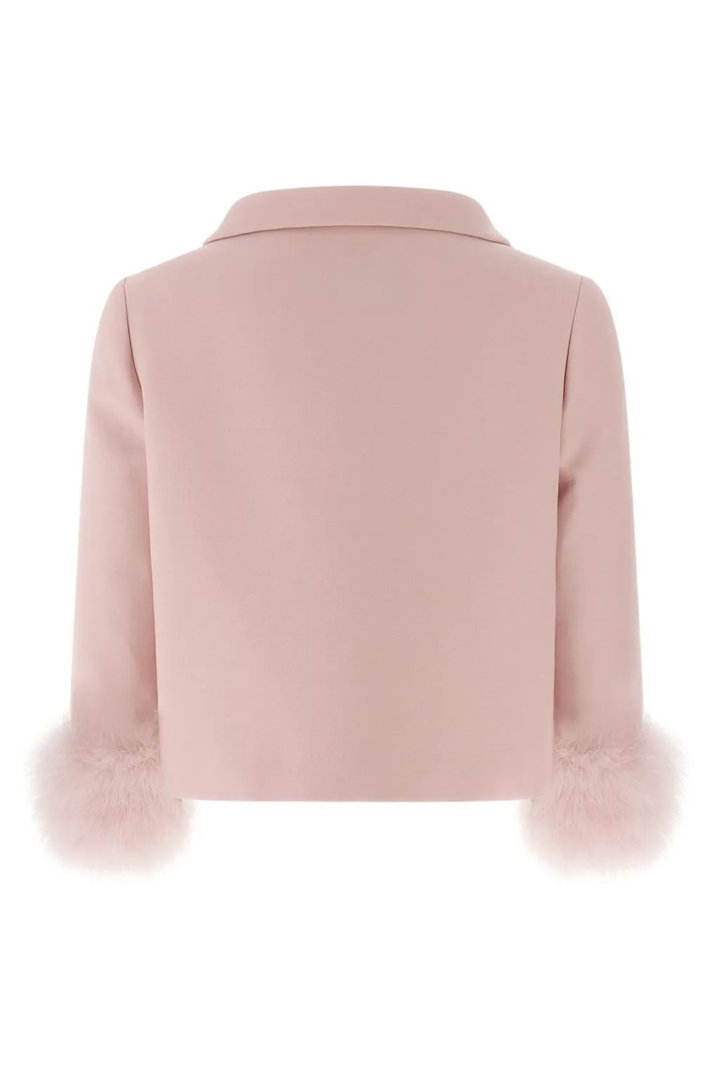 Cropped Jacket With Feather Trim