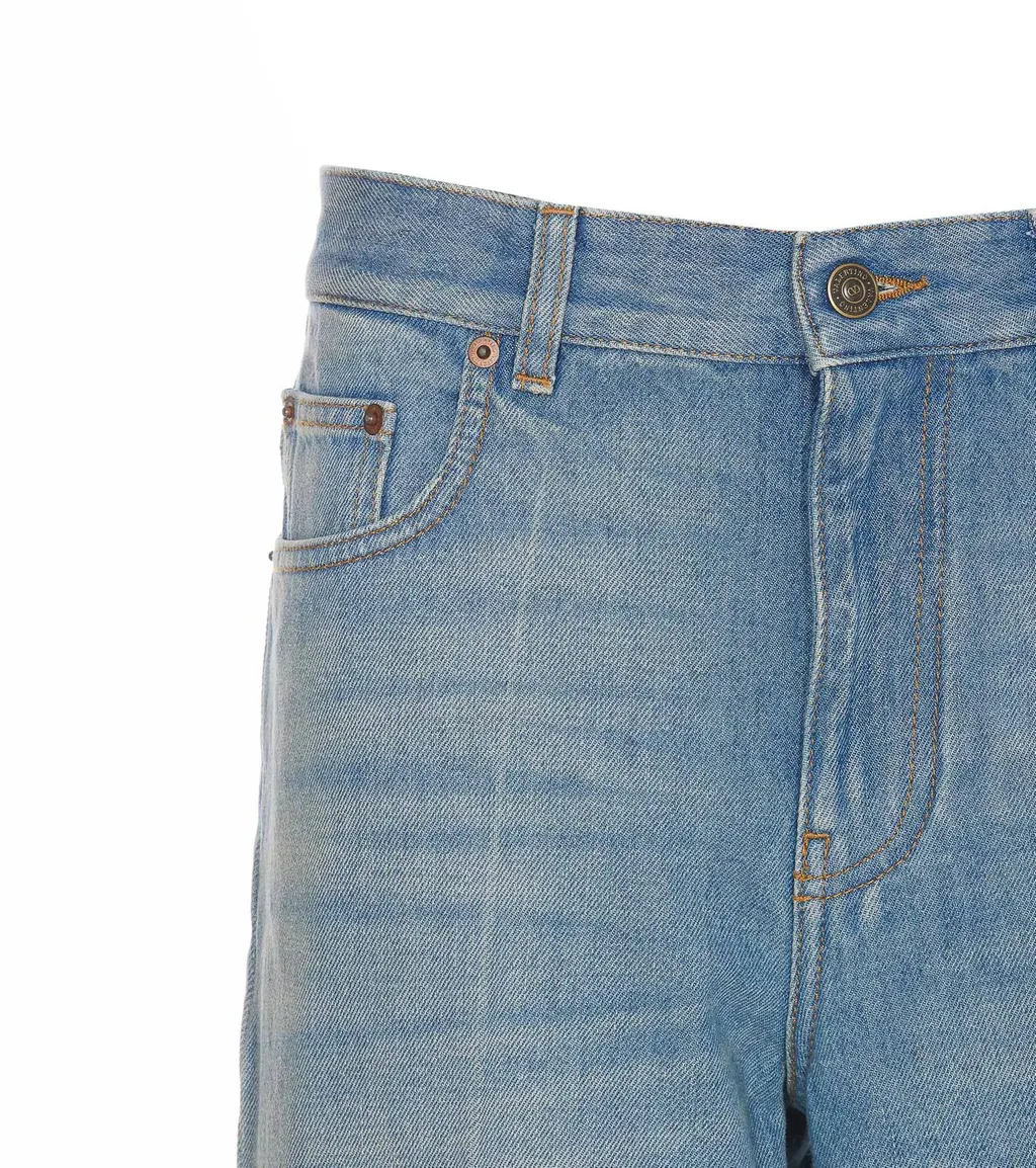 High-Waisted Straight Leg Jeans With Embroidered Cuffs