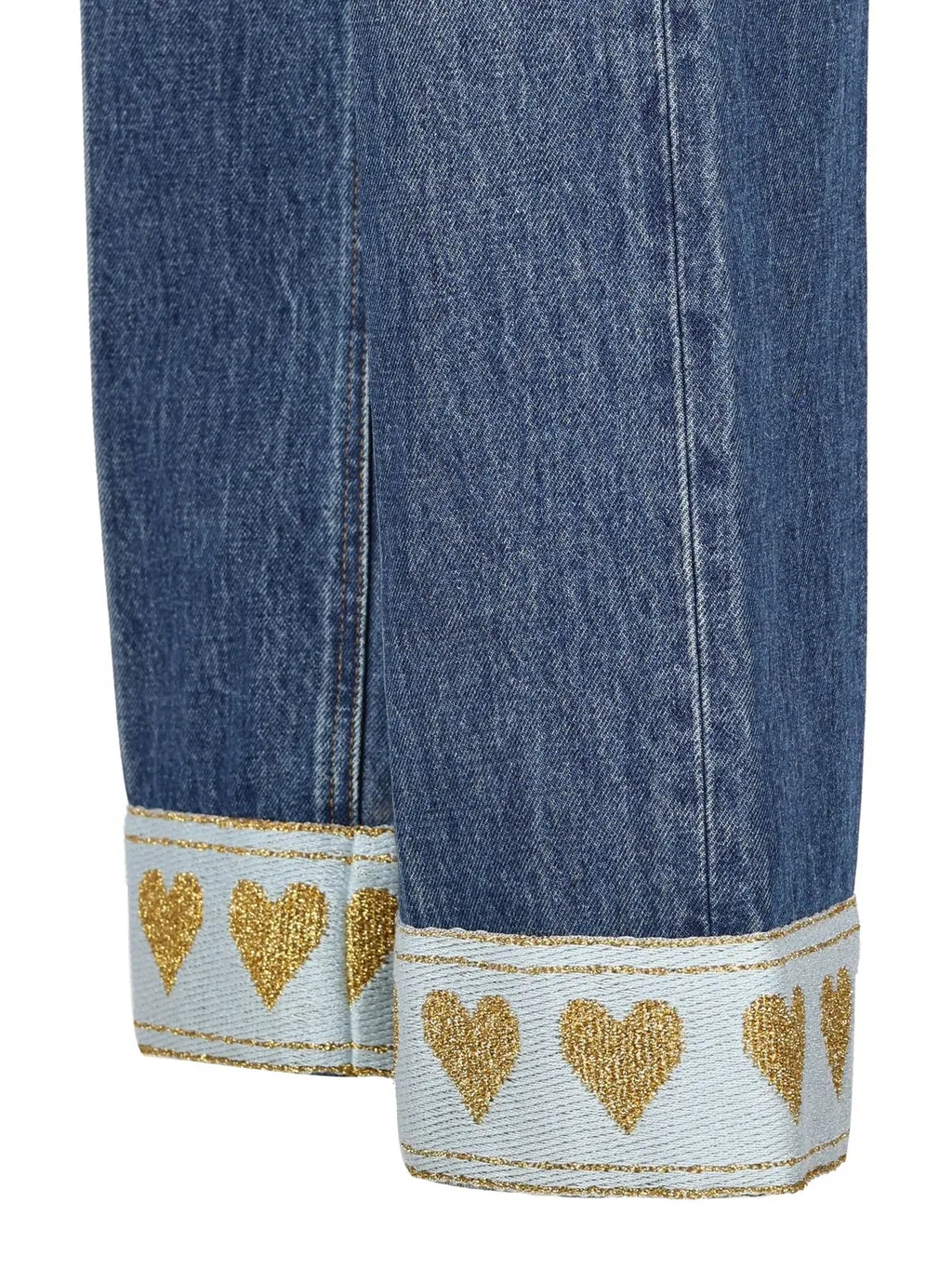 High-Waisted Flared Jeans With Heart Embroidery