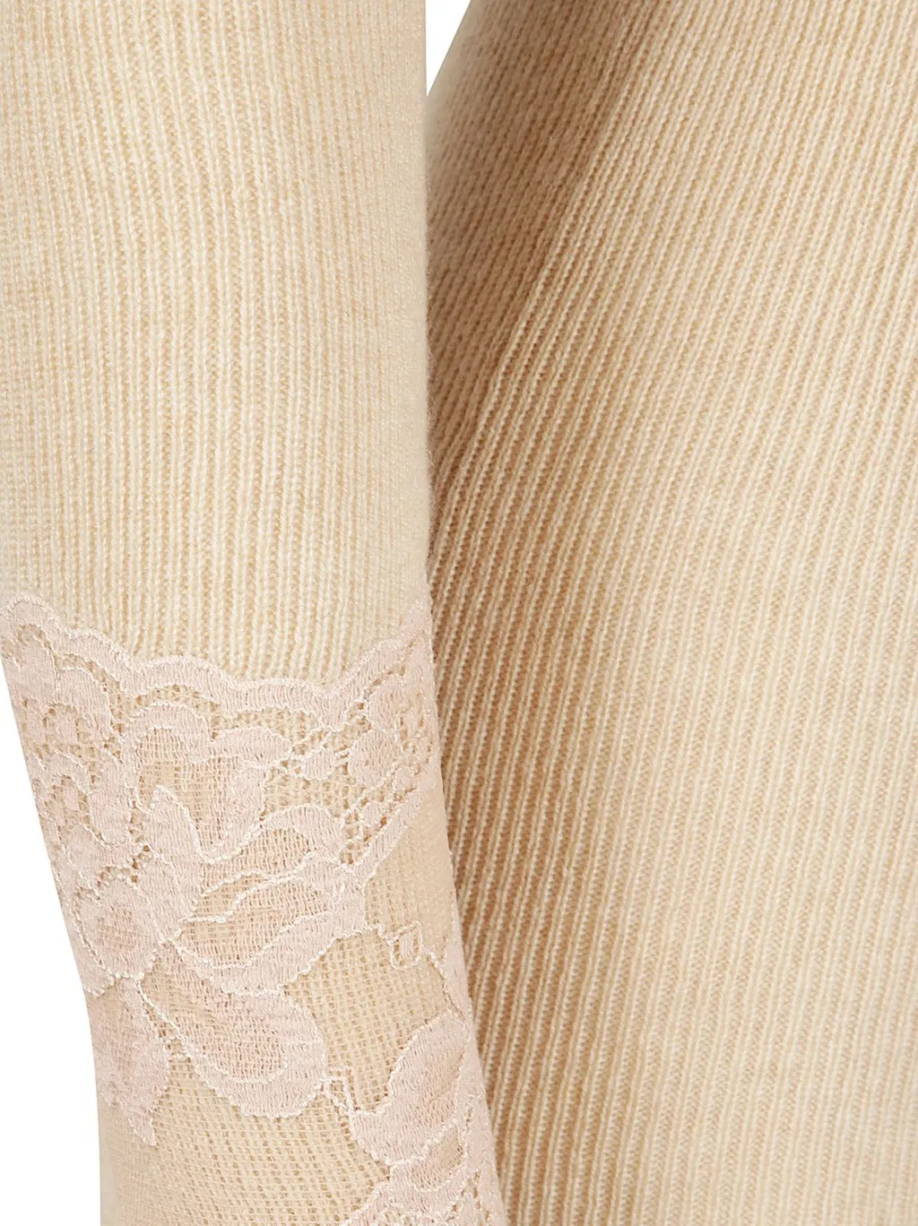Ribbed Knit Dress With Lace Trim
