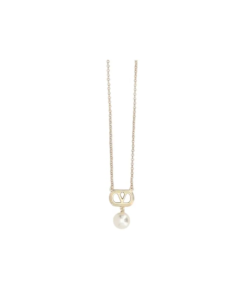 Valentino Garavani Vlogo Pearl Necklace