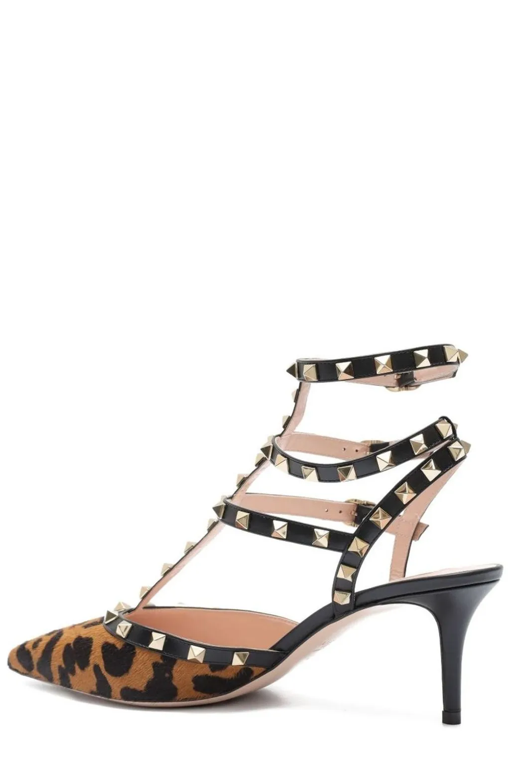Valentino Garavani Rockstud Leopard Print Calf Hair Slingback Pumps