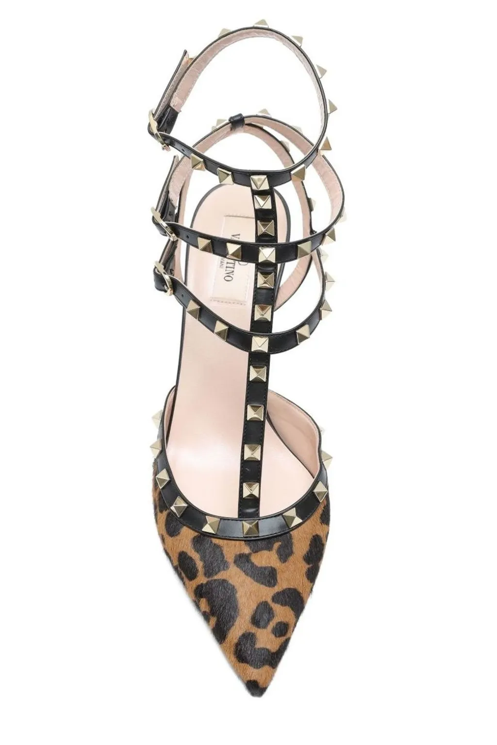 Valentino Garavani Rockstud Leopard Print Calf Hair Slingback Pumps
