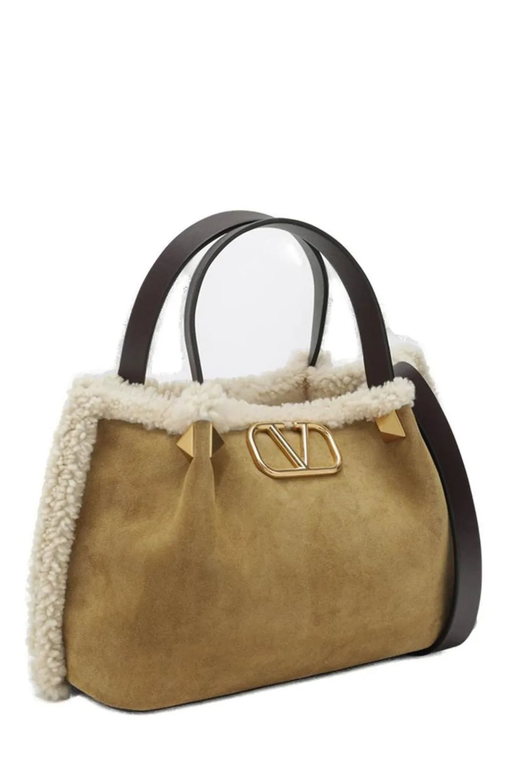 Vlogo Shearling Trim Tote Bag