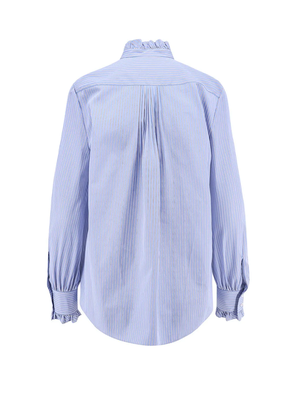 Striped Ruffled High Neck Shirt