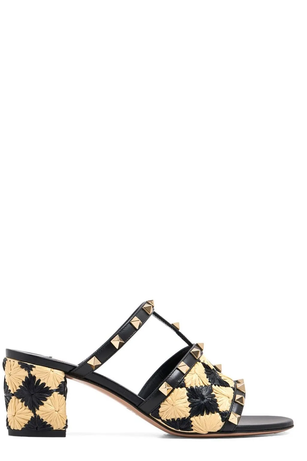 Studded Raffia Slide Sandals
