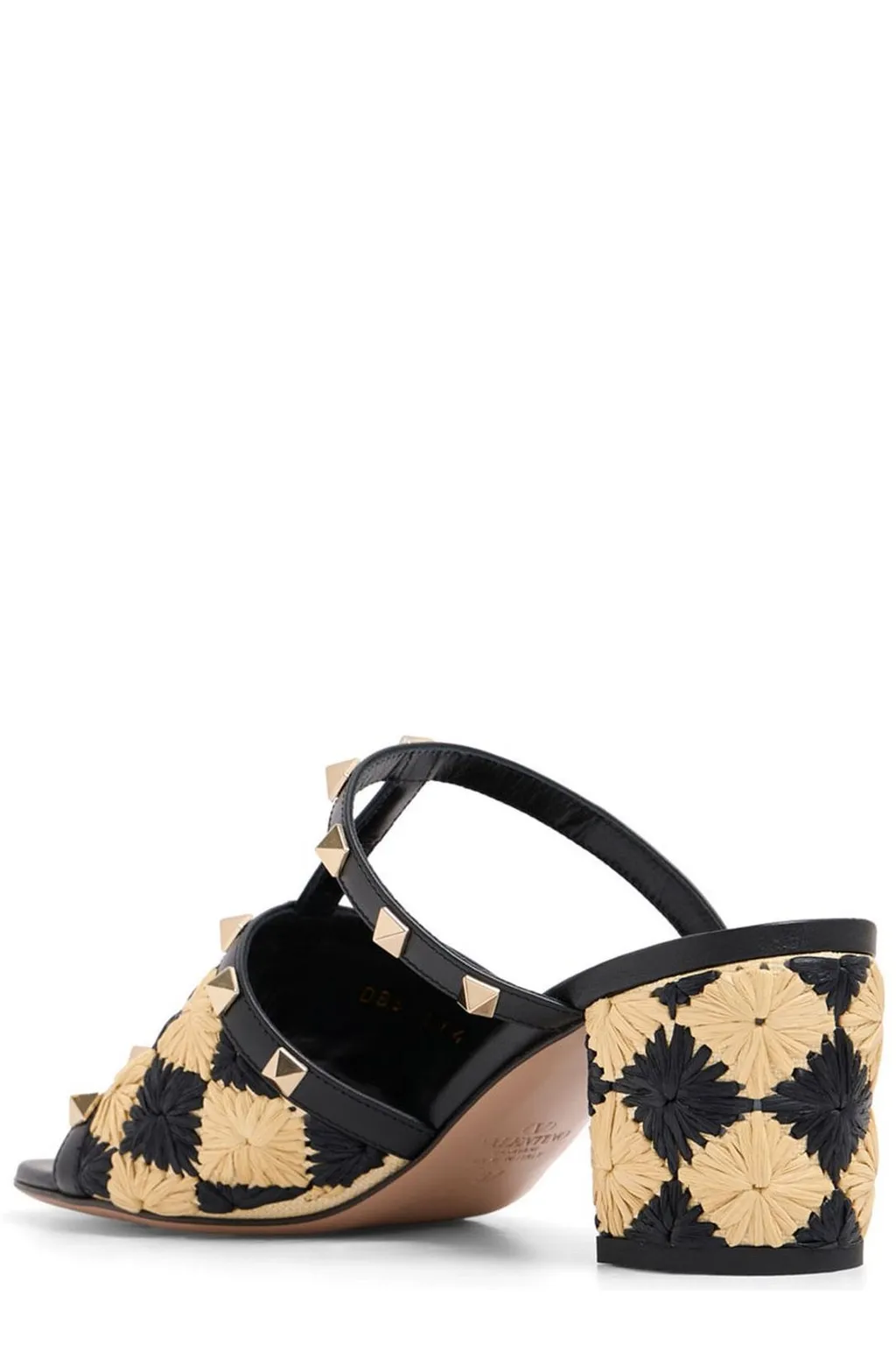 Studded Raffia Slide Sandals