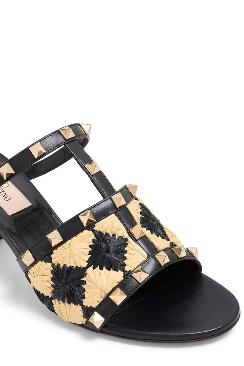 Studded Raffia Slide Sandals