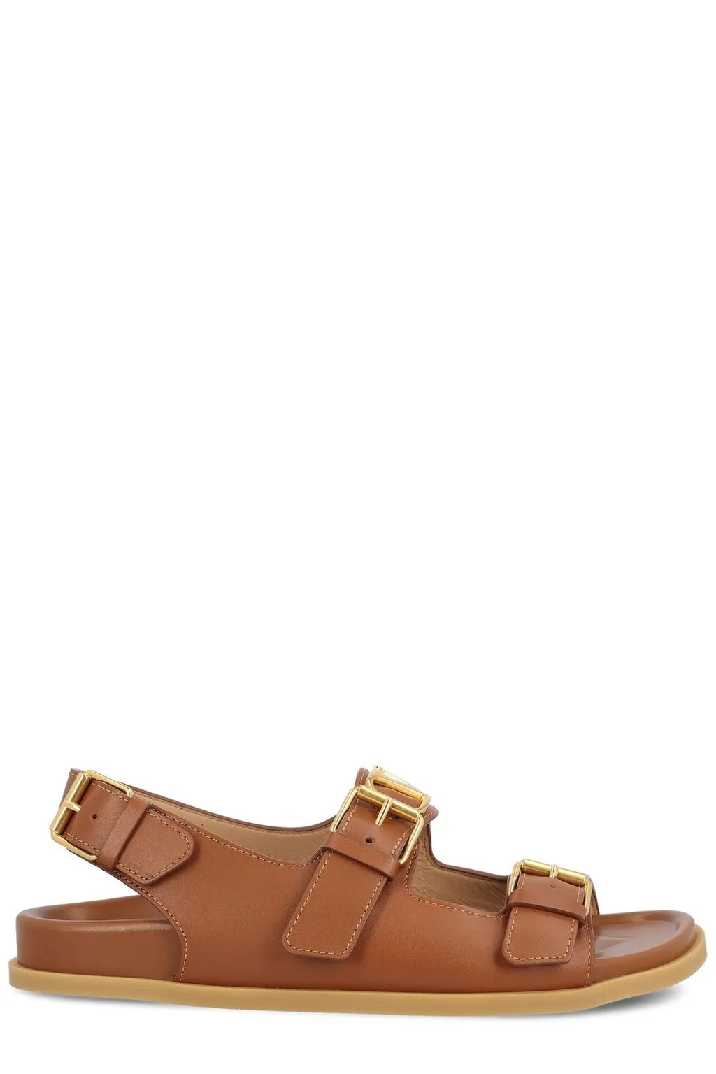 Double Buckle Leather Sandals