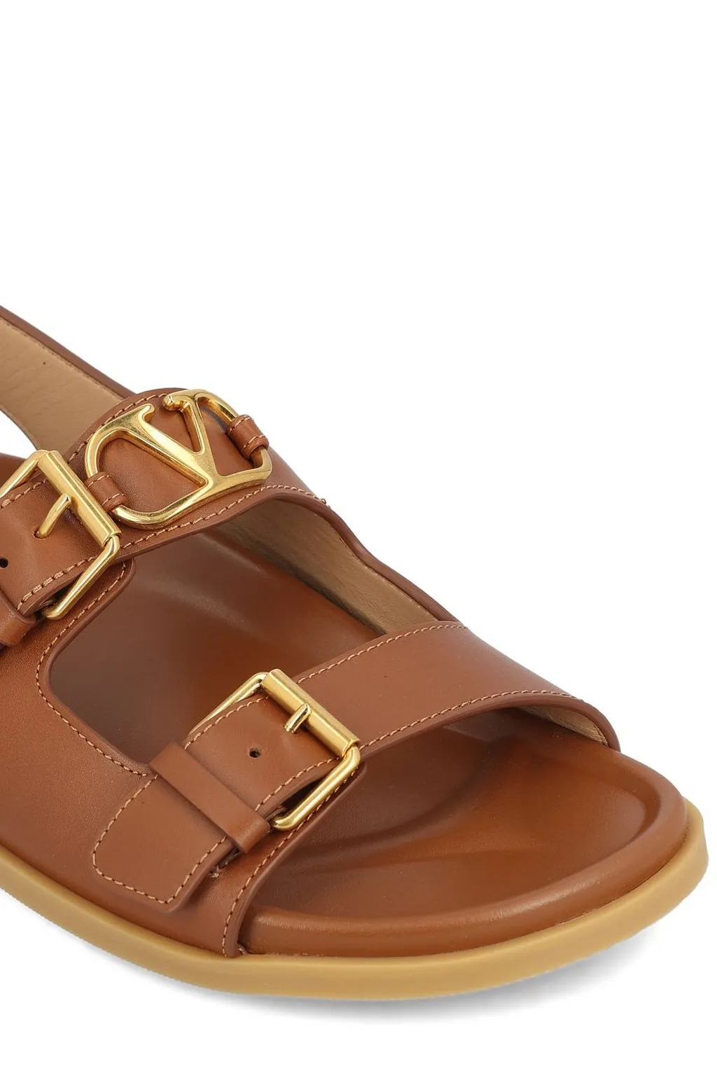 Double Buckle Leather Sandals