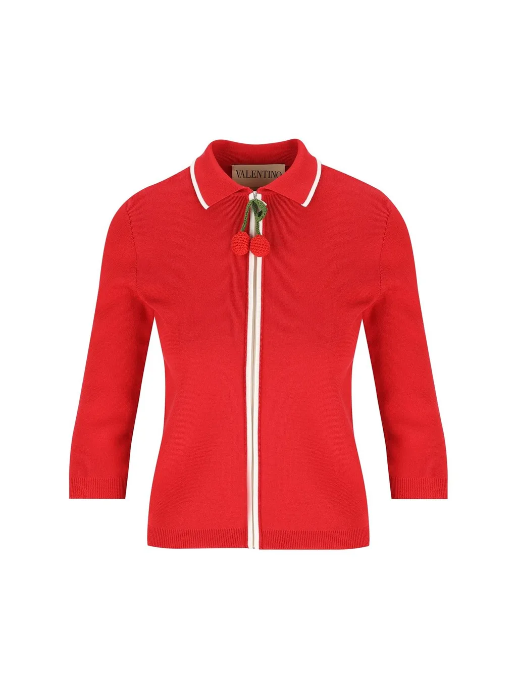 Zip-Up Cardigan With Cherry Detail