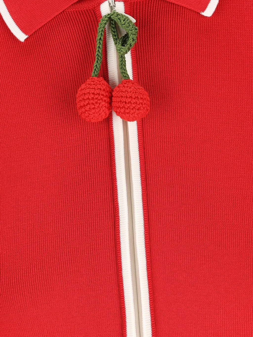Zip-Up Cardigan With Cherry Detail