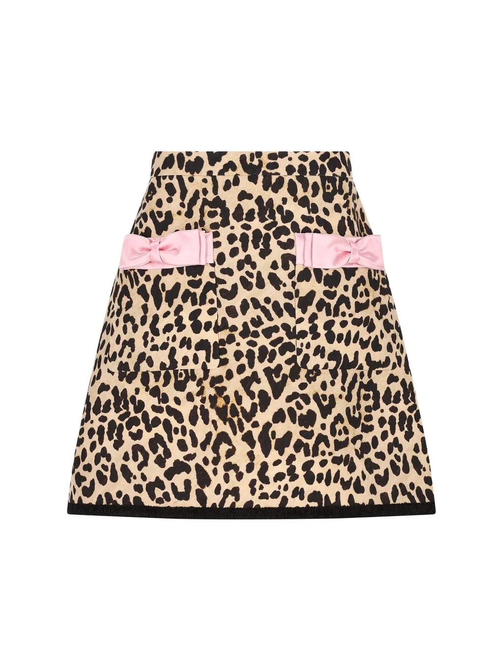 Leopard Print Mini Skirt With Bows