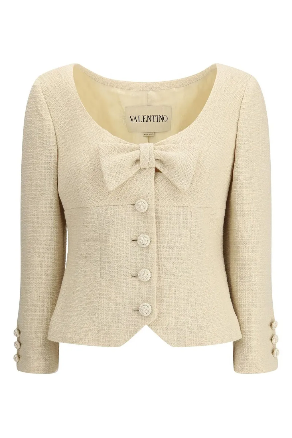 Tweed Jacket With Bow Detail