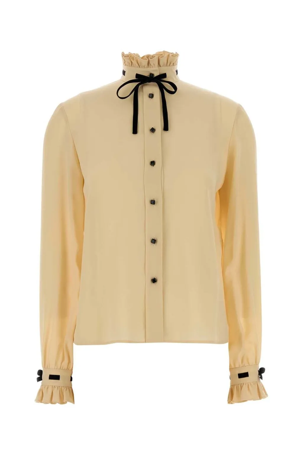 High-Neck Ruffled Blouse