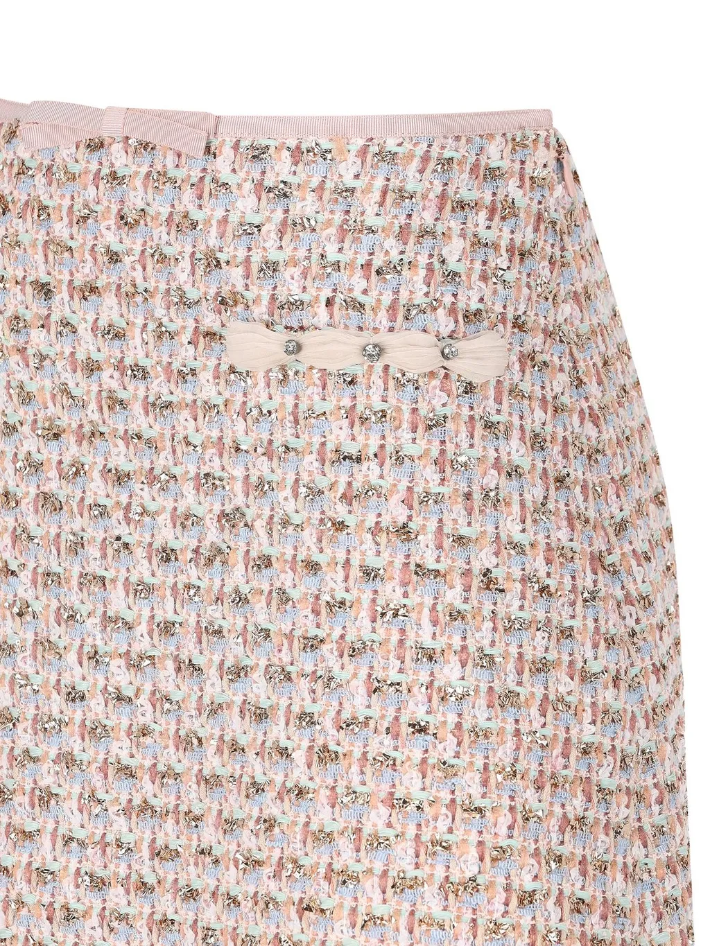 Tweed A-Line Skirt With Bow Detail