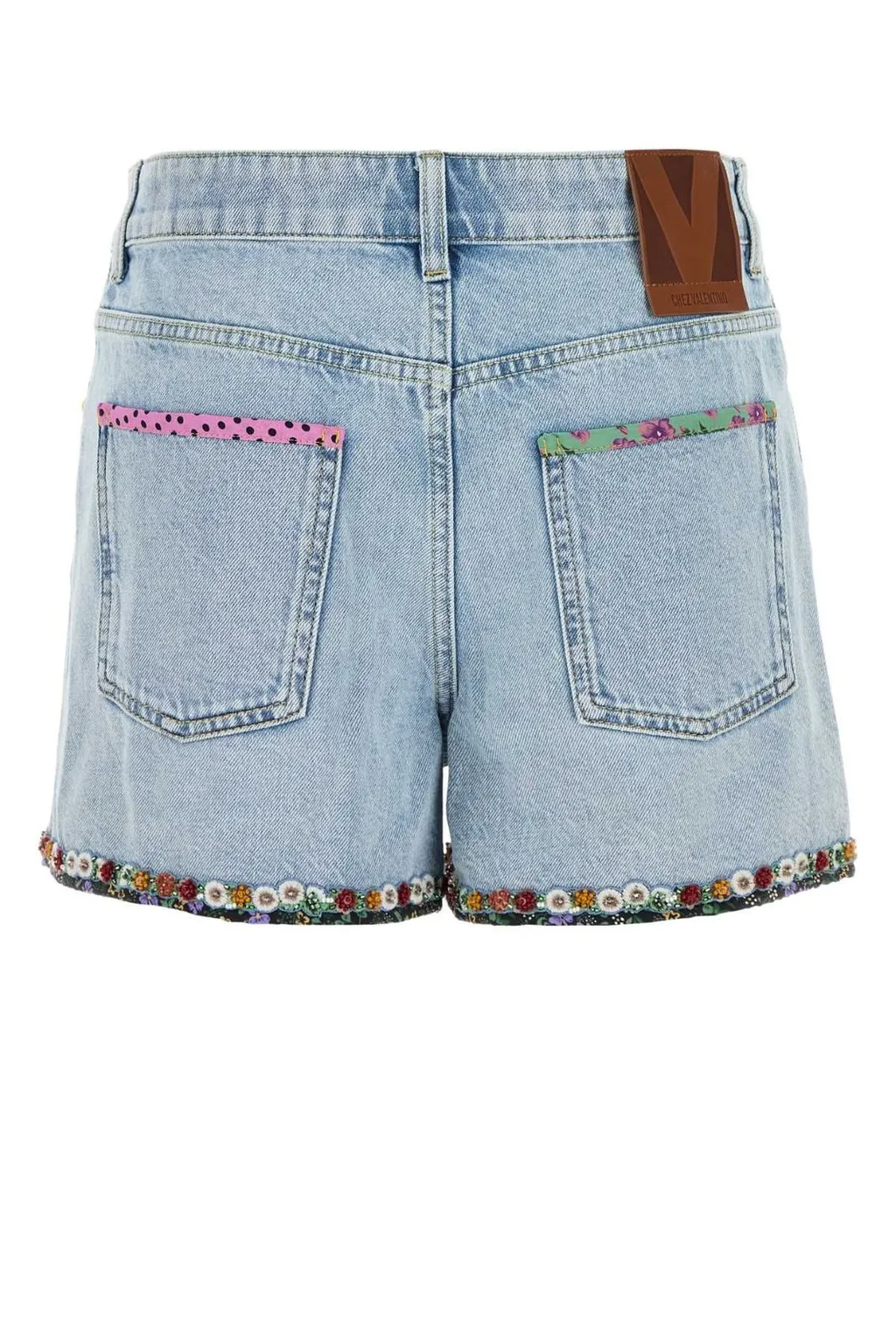 Denim Shorts With Embellished Trim
