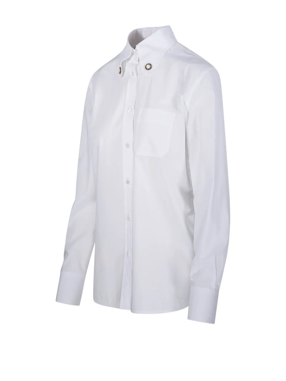 Button-Down Shirt With Embellished Collar