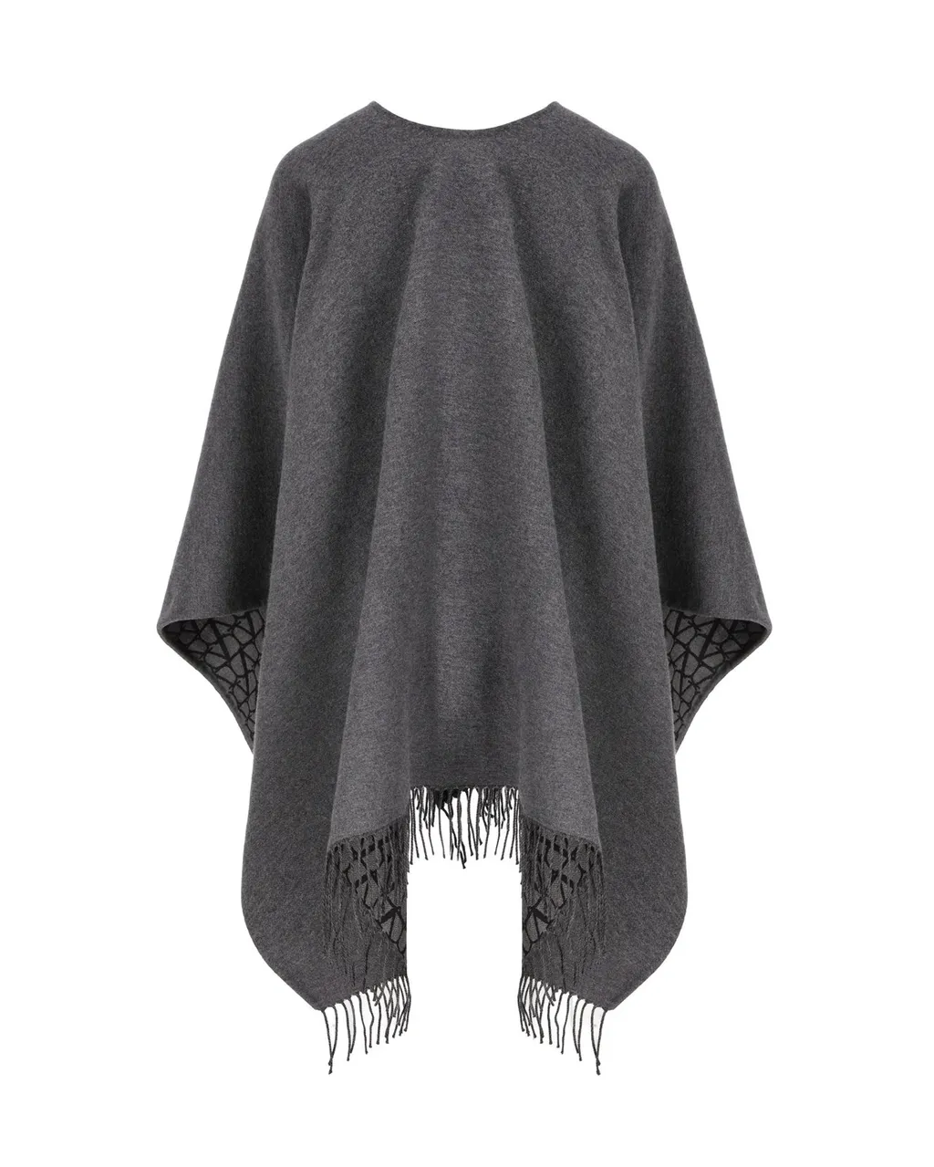 Wool Blend Cape With Monogram Jacquard