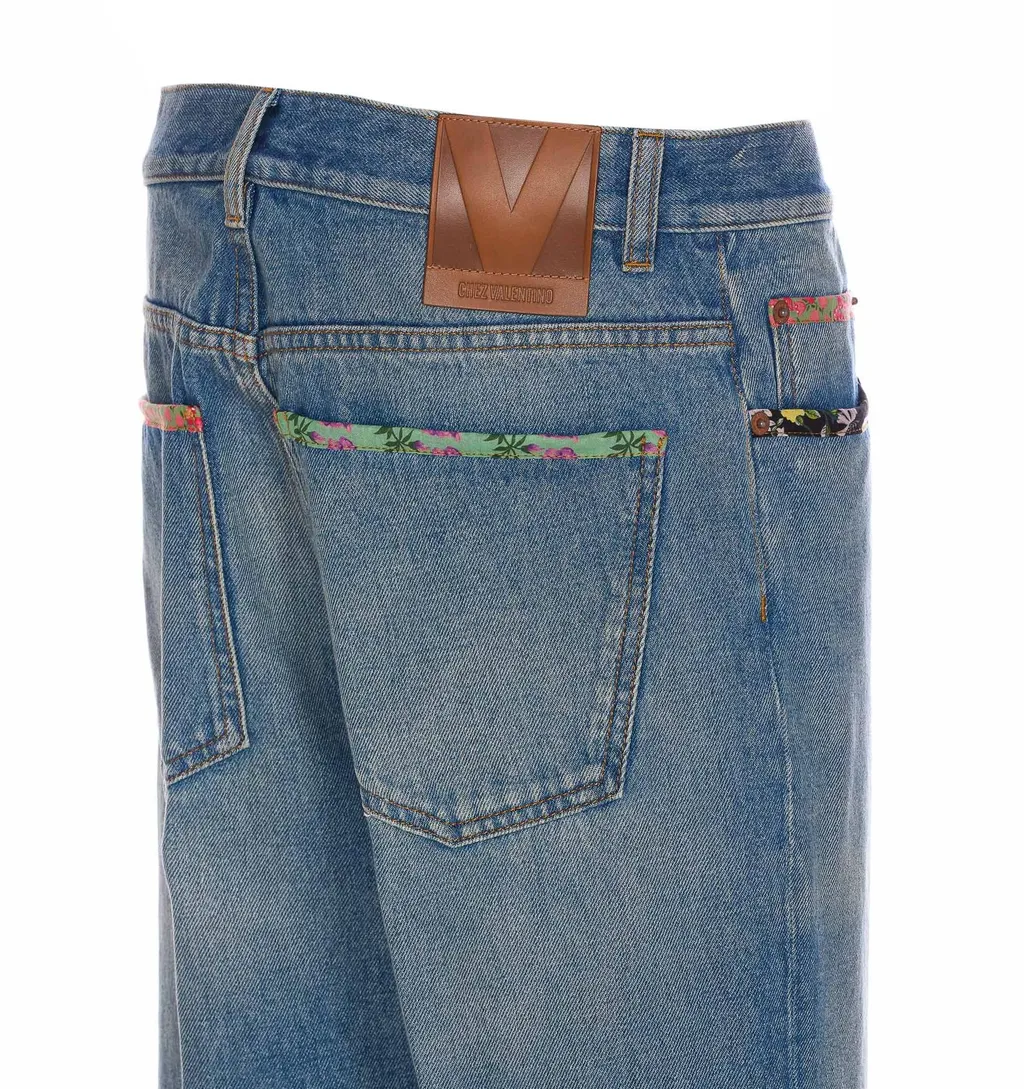 Straight-Leg Jeans With Floral Embroidery