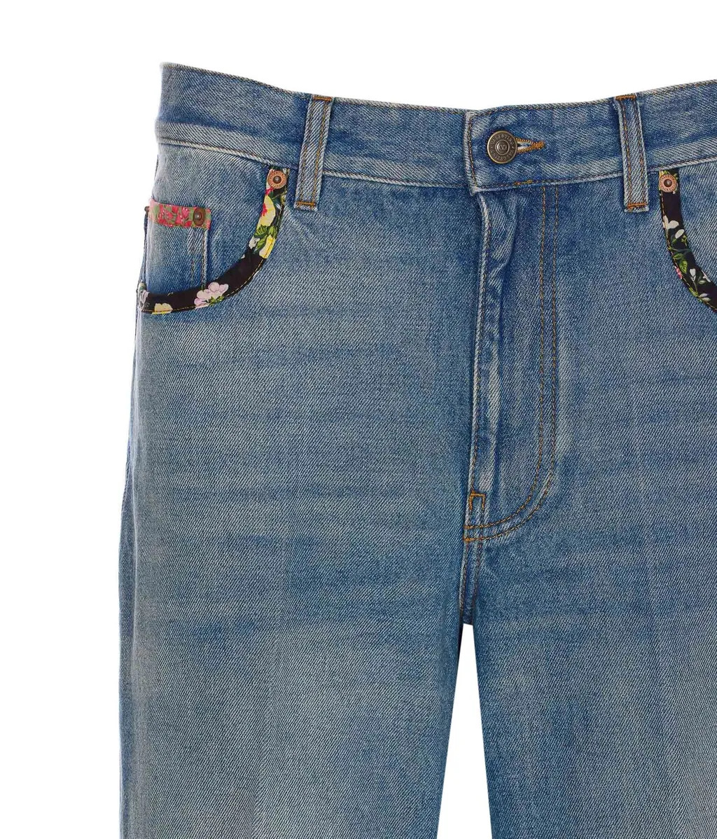 Straight-Leg Jeans With Floral Embroidery