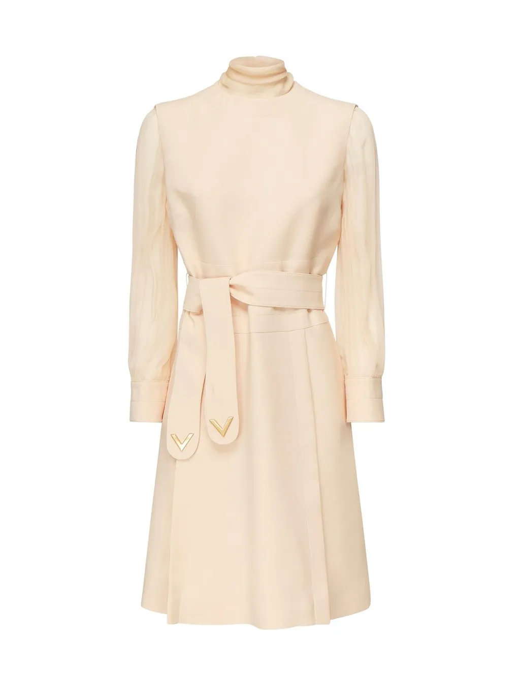 High-Neck Dress With Belt