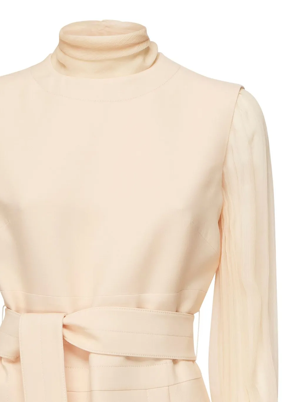 High-Neck Dress With Belt