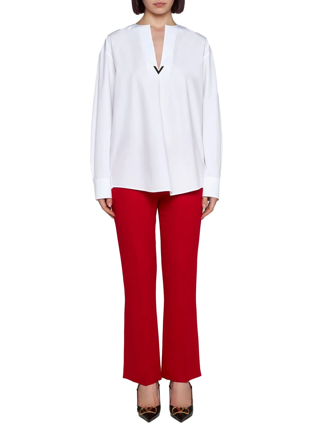 High-Waisted Flared Trousers