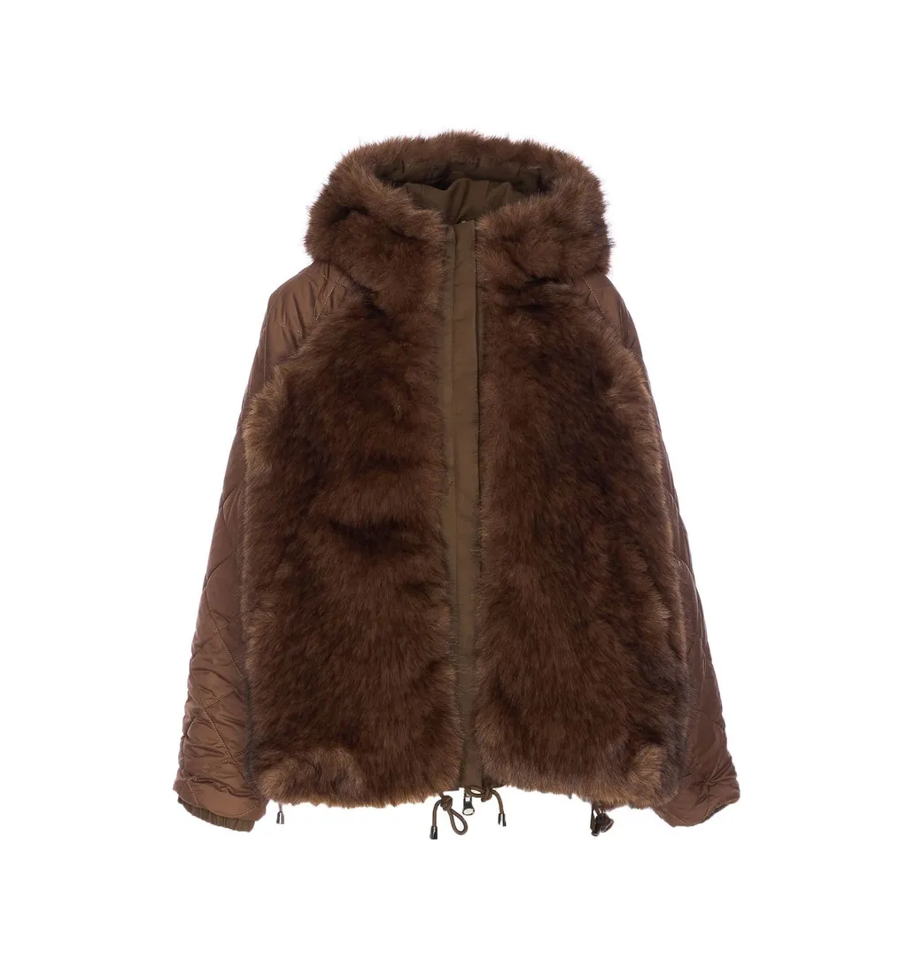 Hooded Parka With Faux Fur Trim