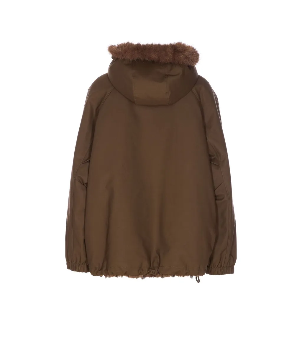 Hooded Parka With Faux Fur Trim