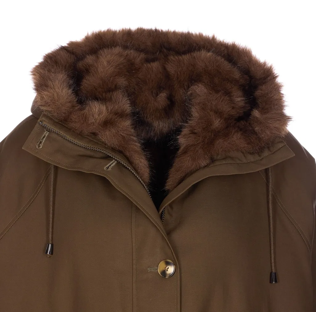 Hooded Parka With Faux Fur Trim