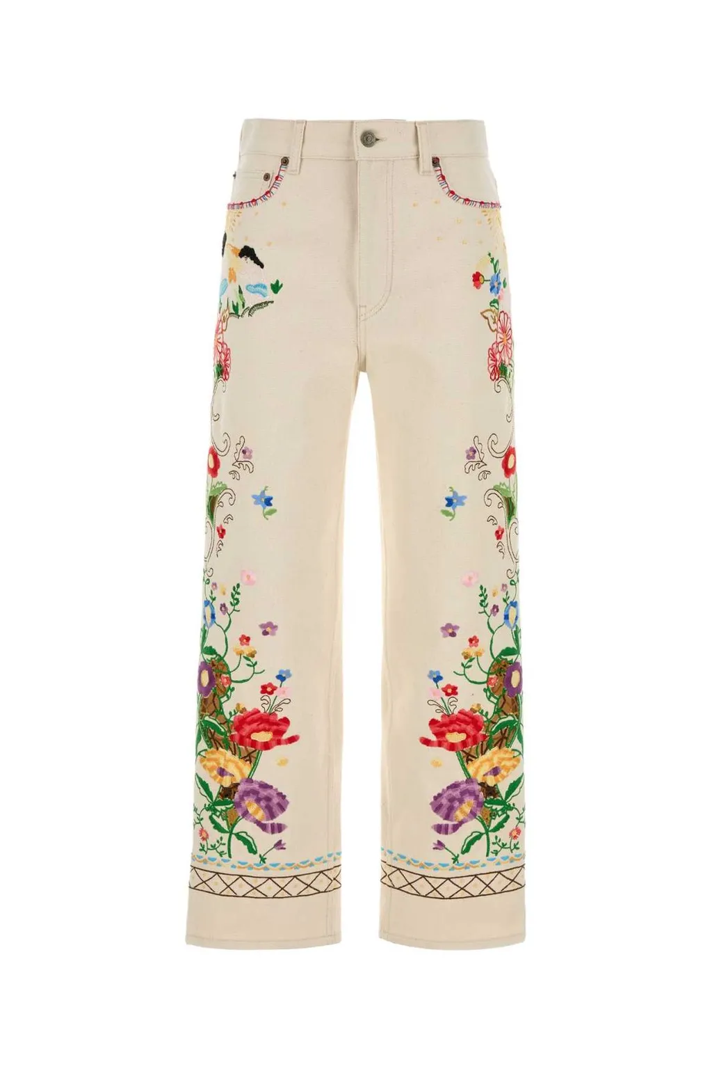 Embroidered Straight Leg Jeans