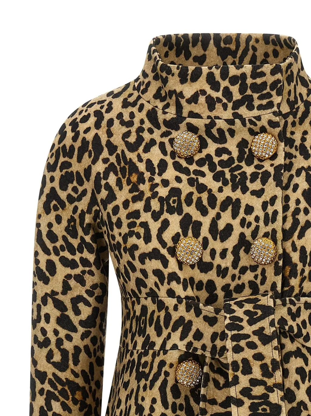 Leopard Print Double-Breasted Coat
