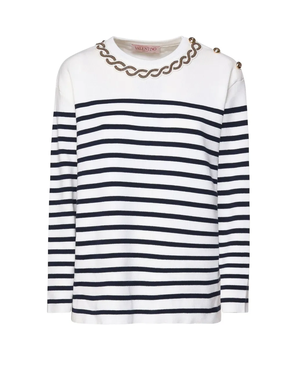 Striped Sweater With Chain Detail