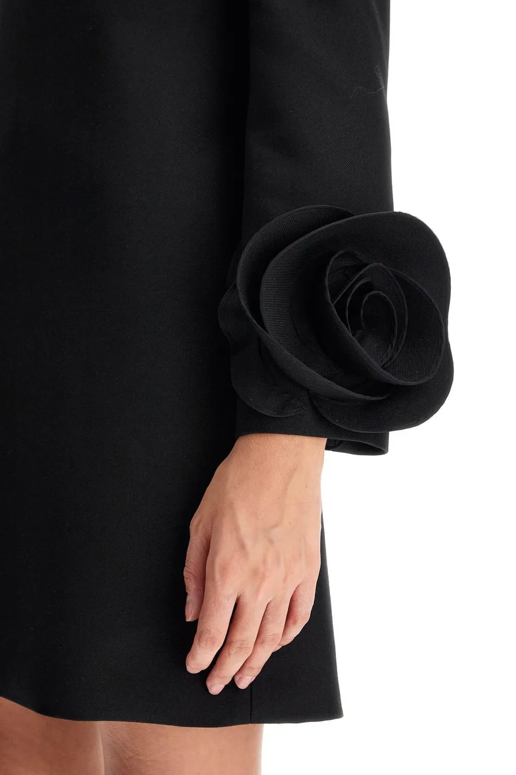 Mini Dress With Rose Appliqué Cuffs