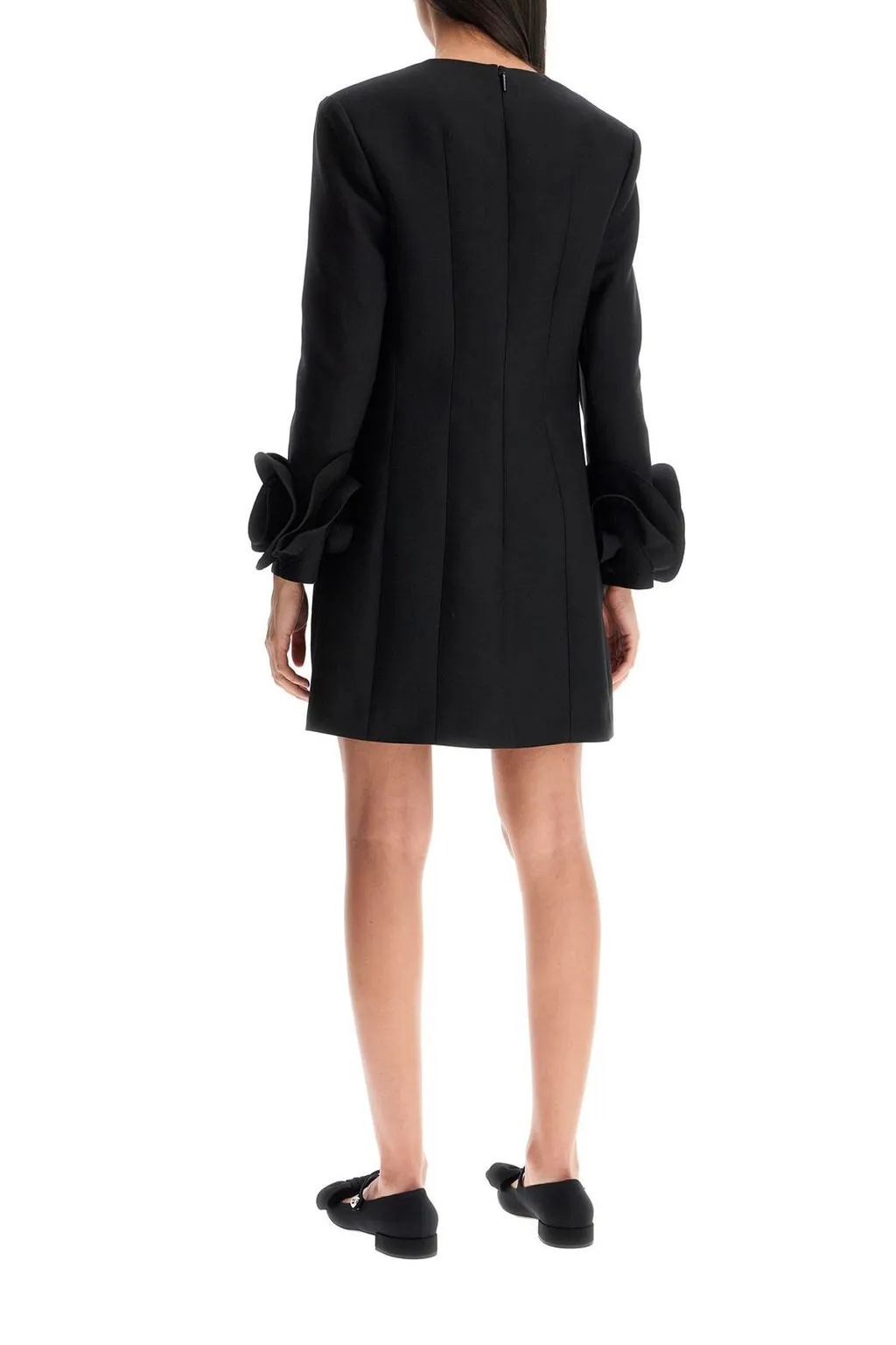 Mini Dress With Rose Appliqué Cuffs