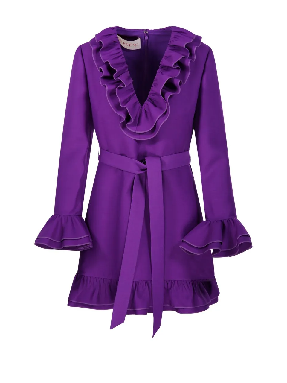 Ruffled V-Neck Mini Dress