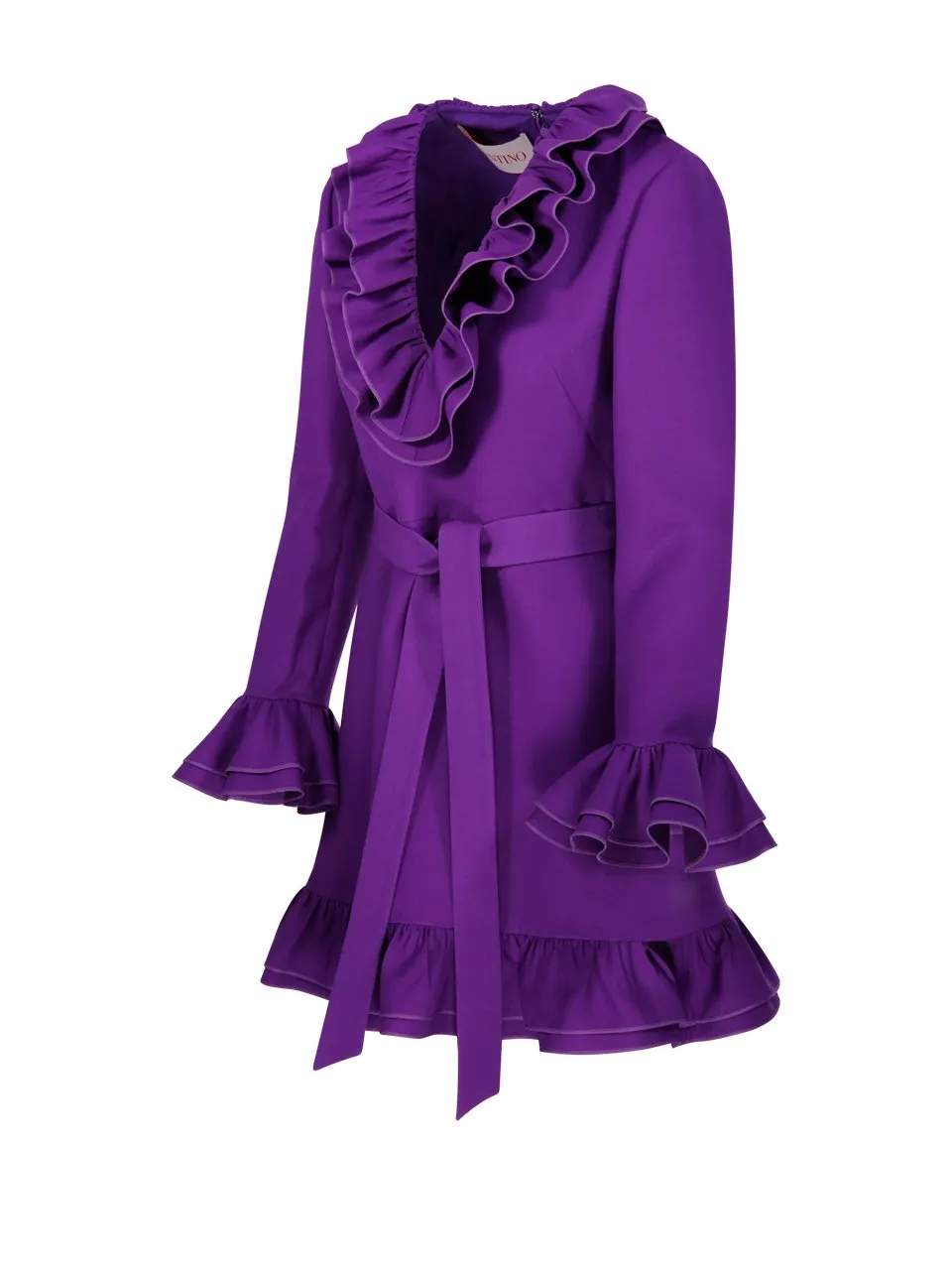 Ruffled V-Neck Mini Dress