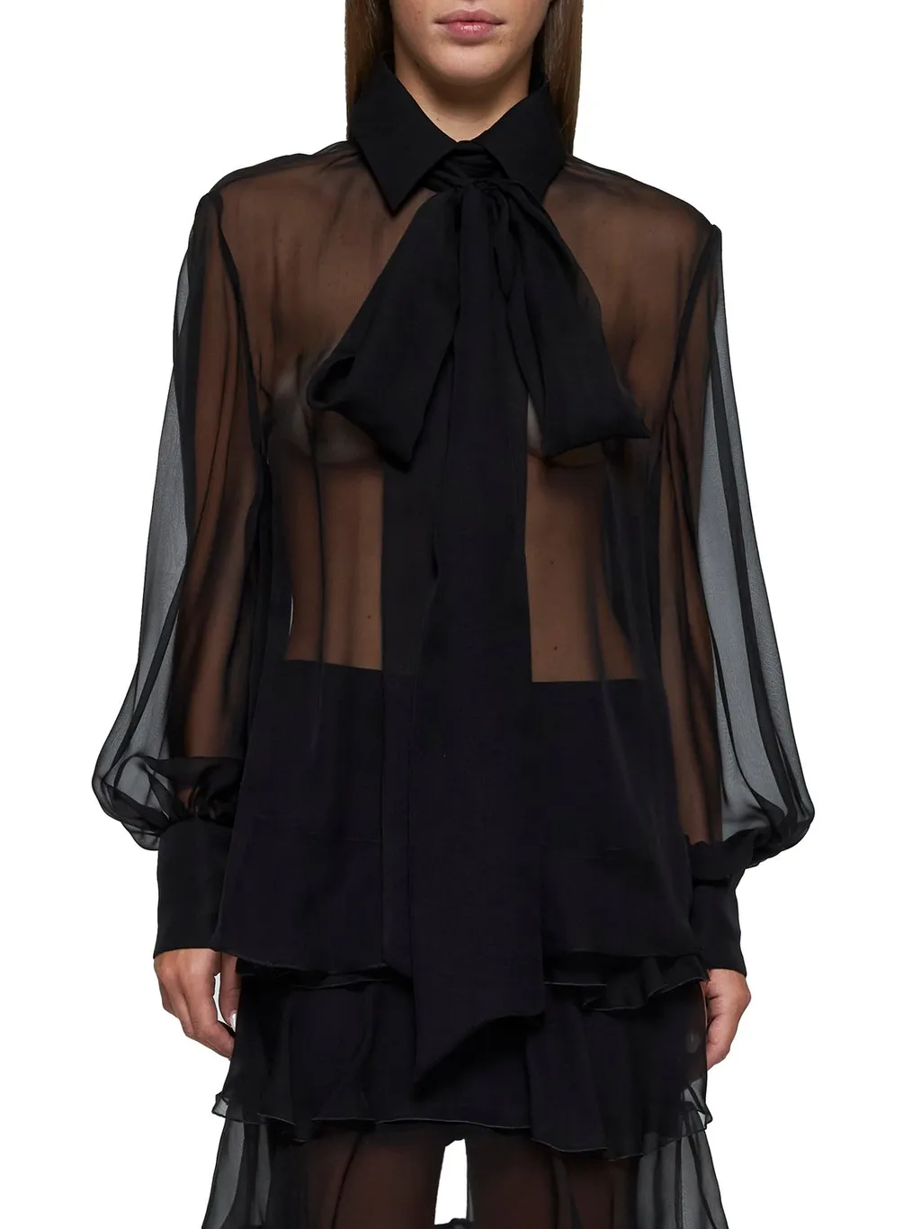 Sheer Shirt With Bow