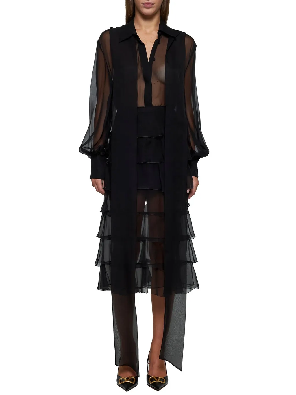 Sheer Shirt With Bow