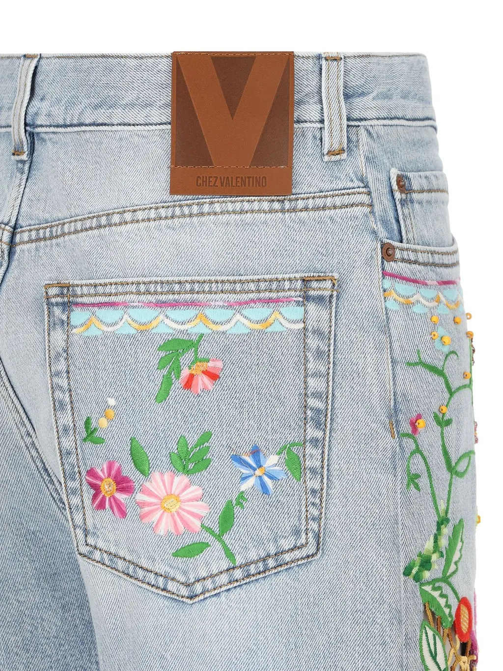 High-Waisted Embroidered Jeans