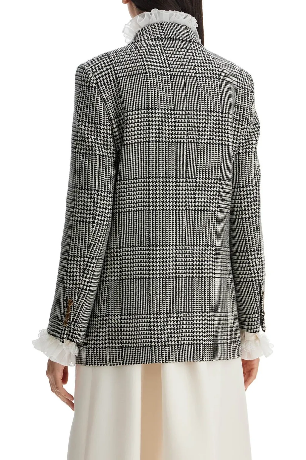 Double-Breasted Houndstooth Blazer