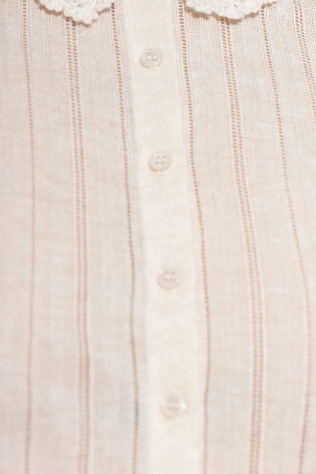 Ribbed Knit Cardigan With Peter Pan Collar