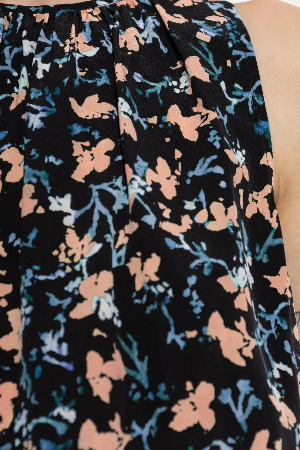 Floral Print Midi Skirt With Lace Trim