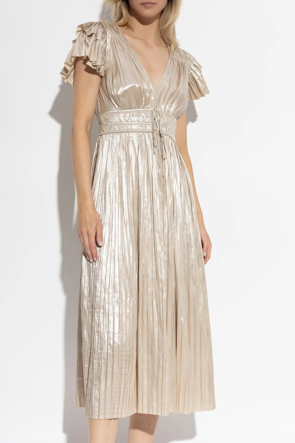 Pleated Metallic Dress