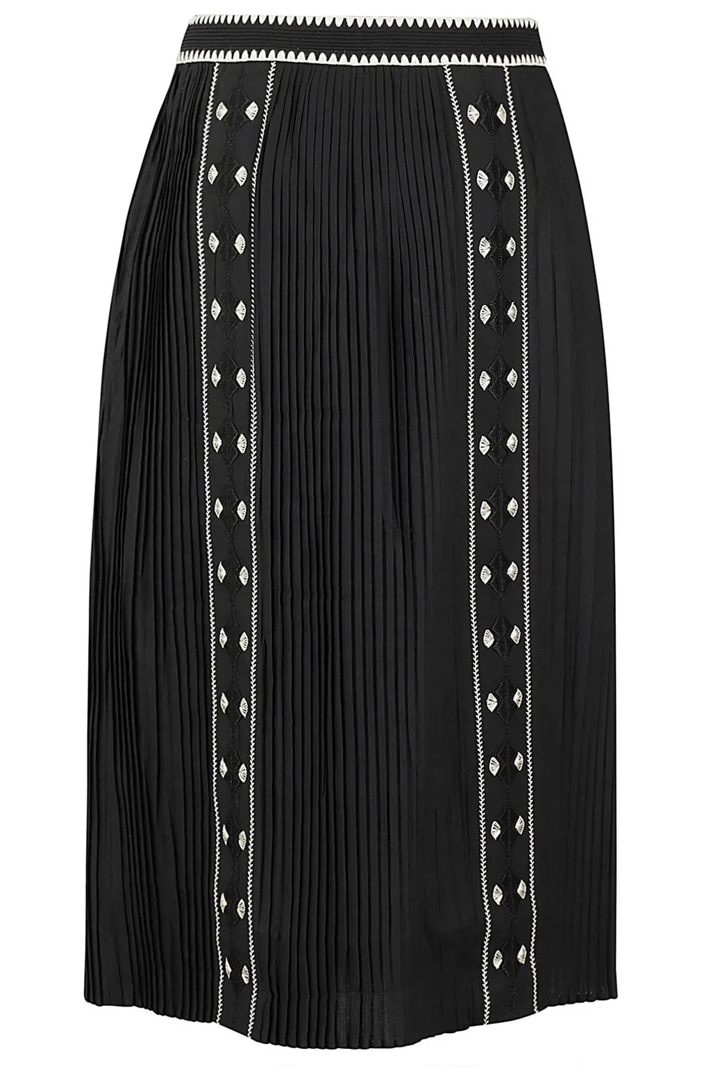 Pleated Midi Skirt With Embroidery