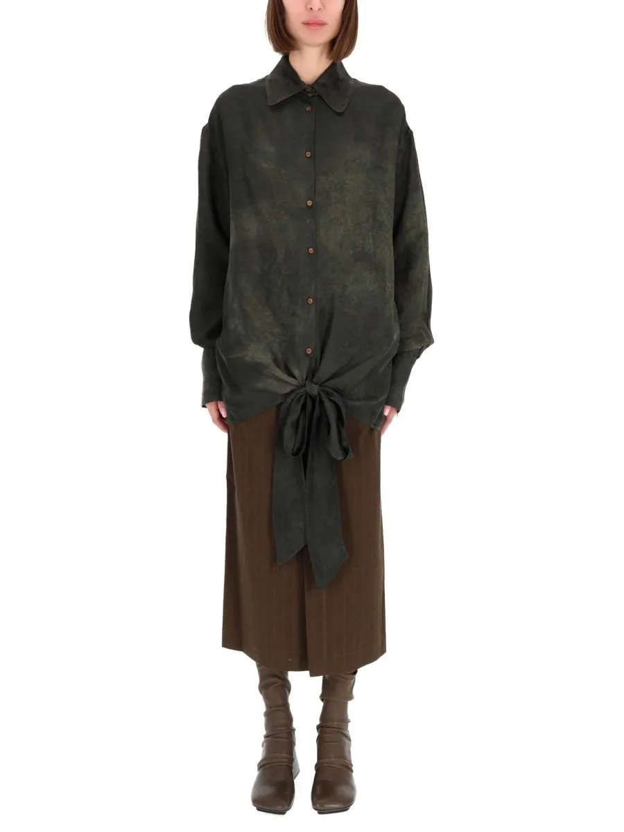 Oversized Tie-Front Shirt