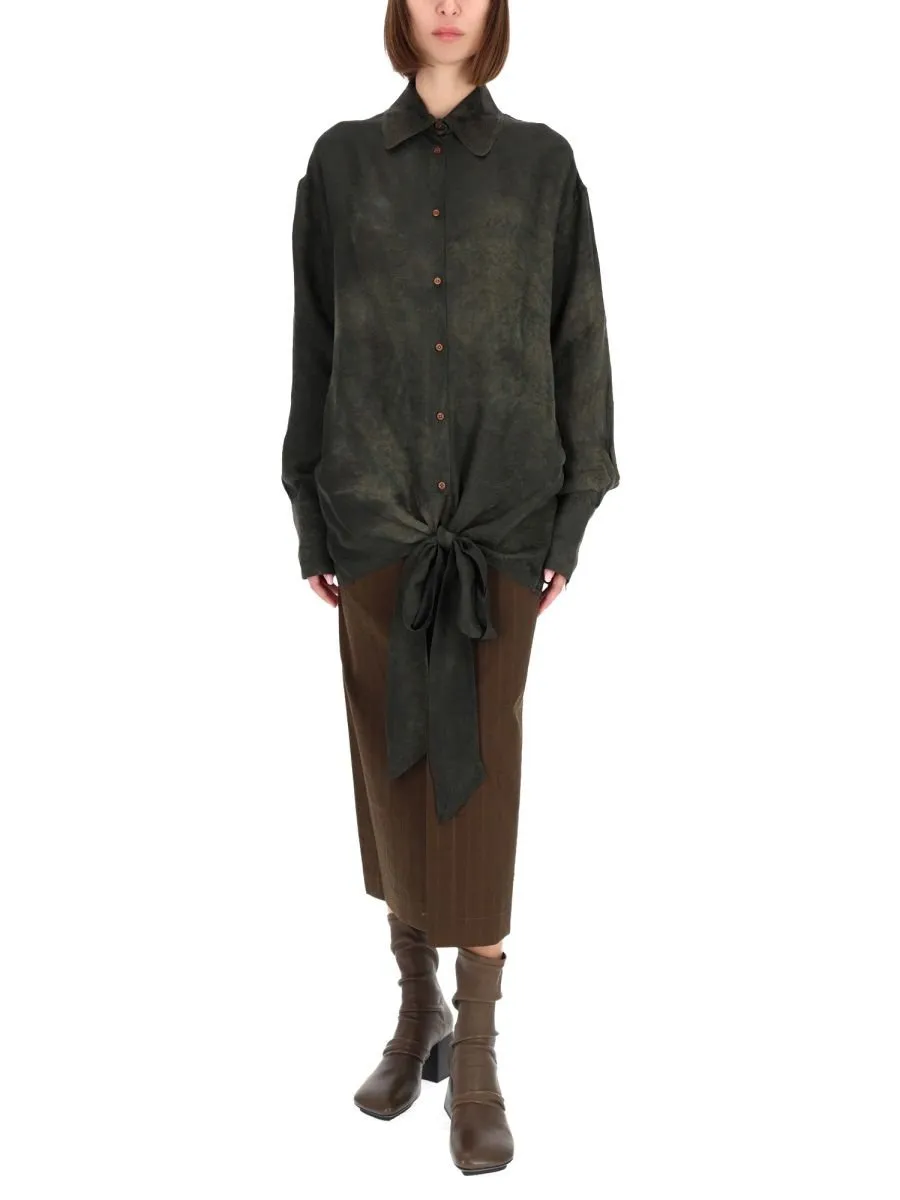 Oversized Tie-Front Shirt