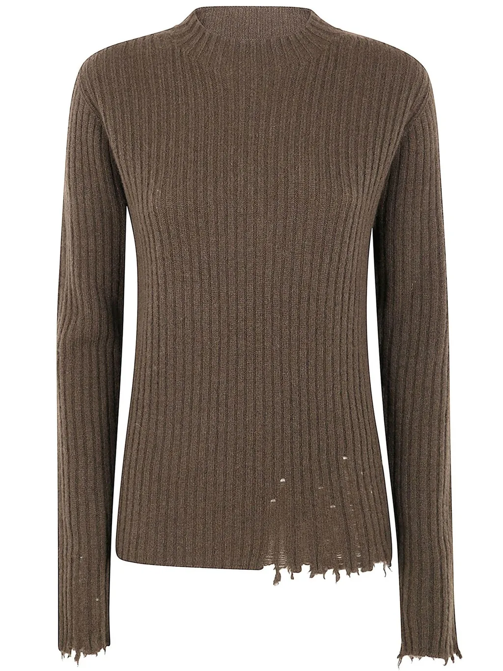 Distressed Ribbed Knit Sweater